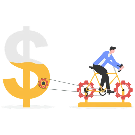 Businessman working hard for income and salary growth  Illustration
