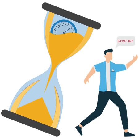 Businessman working Hard to Beat Deadlines  Illustration