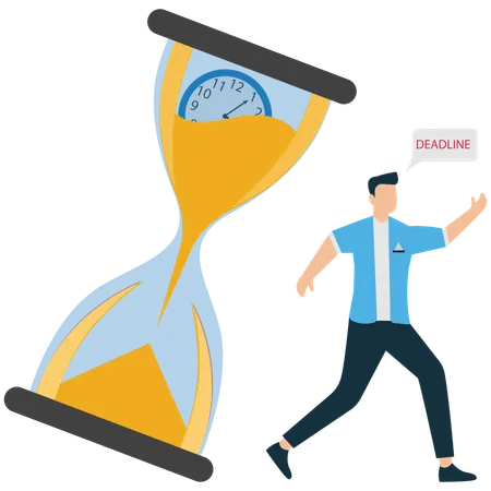 Businessman working Hard to Beat Deadlines  Illustration