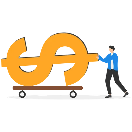 Businessman working hard to earn money  Illustration