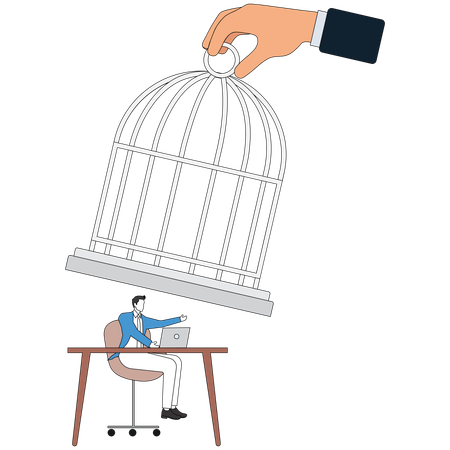 Businessman working in cage  Illustration