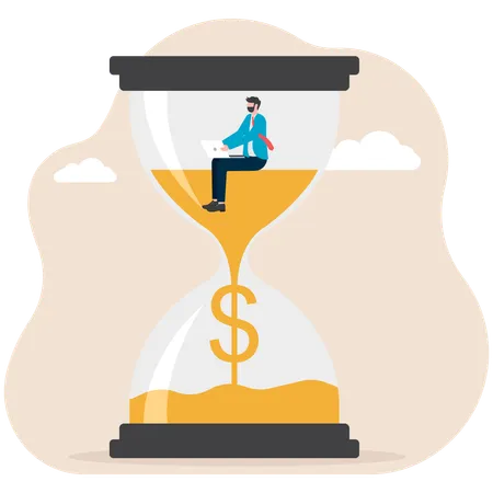 Businessman working in hourglass  Illustration