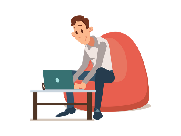 Businessman Working in Laptop  Illustration