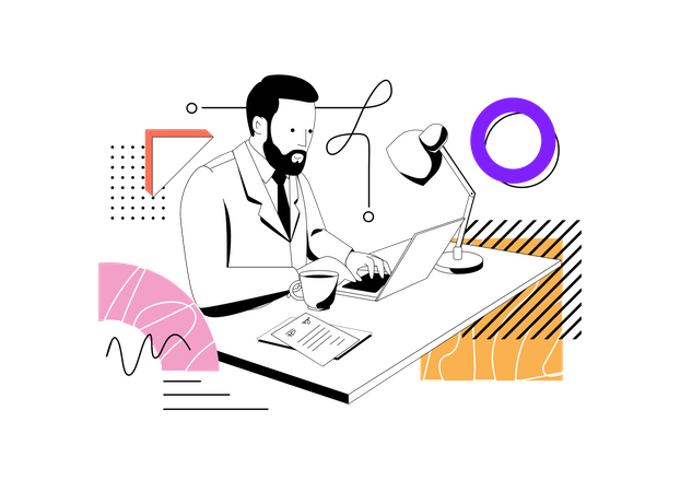 Businessman working in office  Illustration