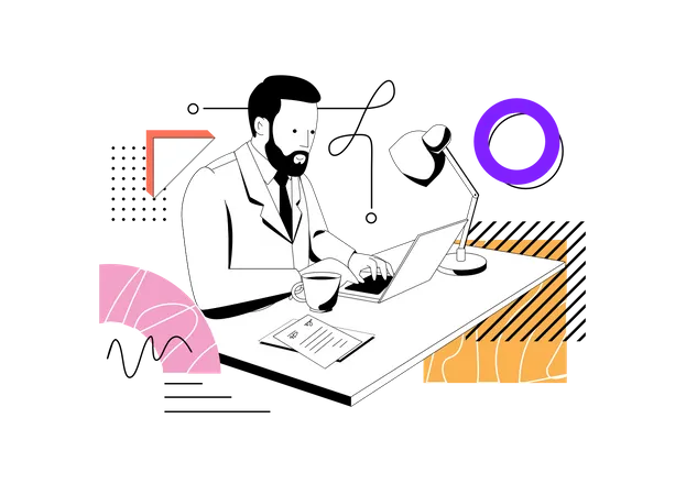 Businessman working in office  Illustration