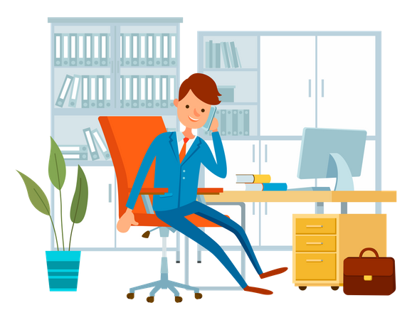 Businessman working in office  Illustration