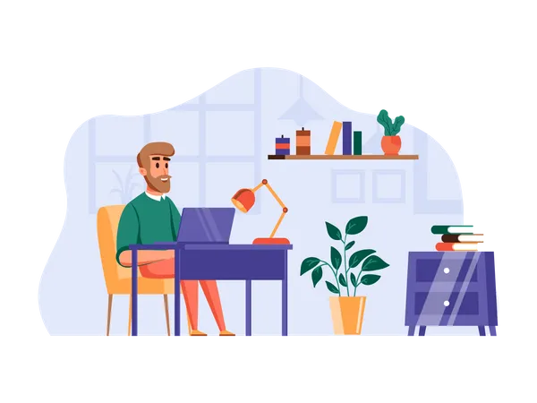 Businessman working in office  Illustration