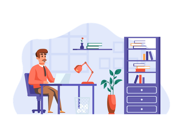 Businessman working in office  Illustration