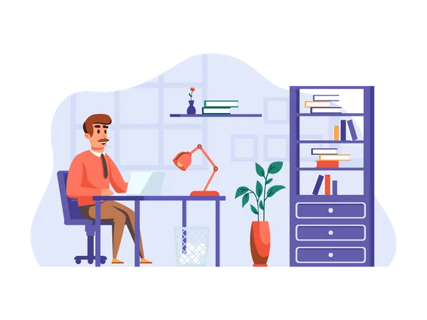 Businessman working in office  Illustration