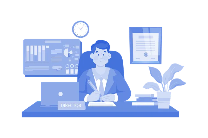 Businessman working in office  Illustration