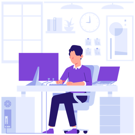 Businessman working in office  Illustration
