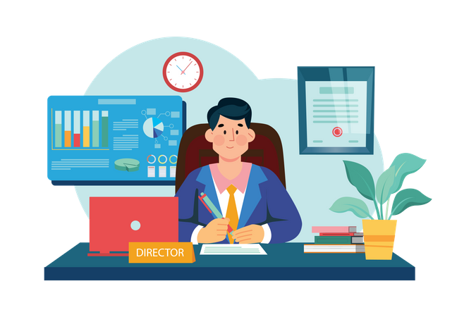 Businessman working in office  Illustration