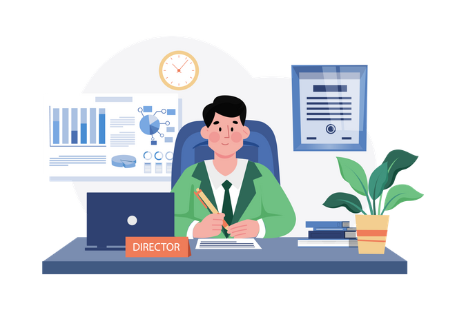Businessman working in office  Illustration