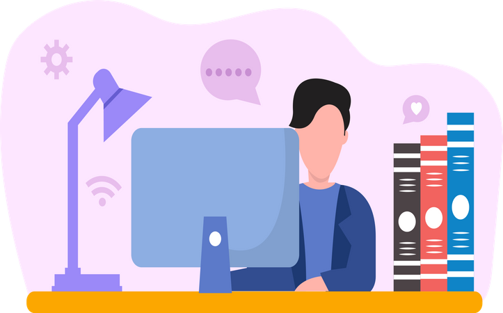 Businessman working in office  Illustration