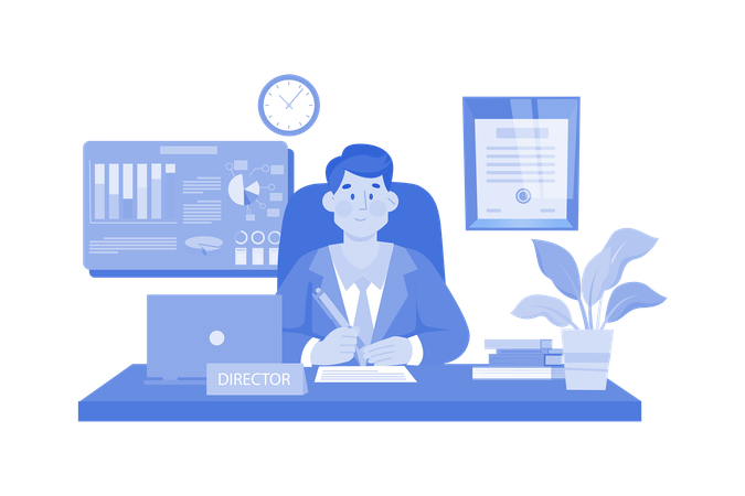 Businessman working in office  Illustration