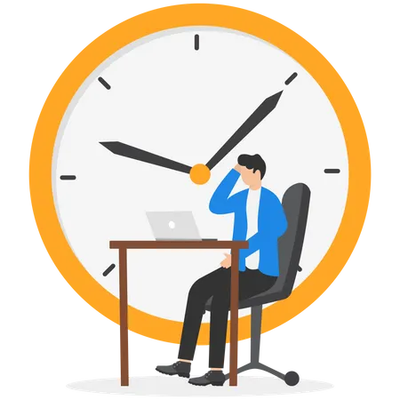 After Hours Worker Working Late Overtime Or A Career That Works In Different Time Concepts Illustration