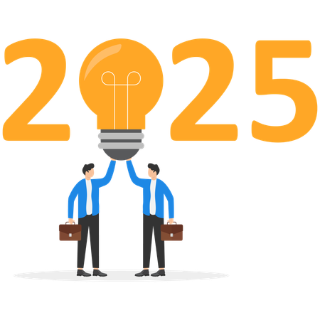 Businessman working on 2025 ideas  Illustration
