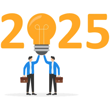 Businessman working on 2025 ideas  Illustration