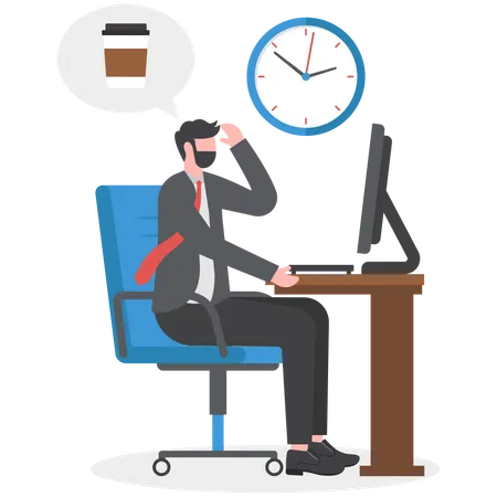 Businessman Working On A Laptop Concept Coffee Break Relaxation Illustration