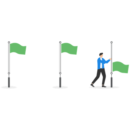 Businessman working on achievement tracking  Illustration