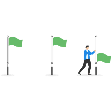 Businessman working on achievement tracking  Illustration