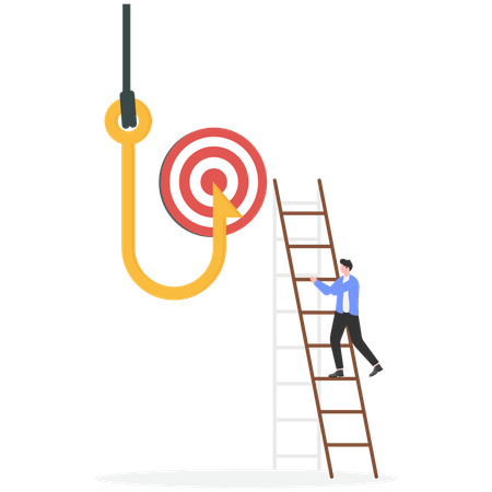 Businessman working on achieving business target  Illustration