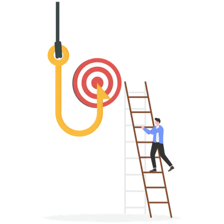 Businessman working on achieving business target  Illustration