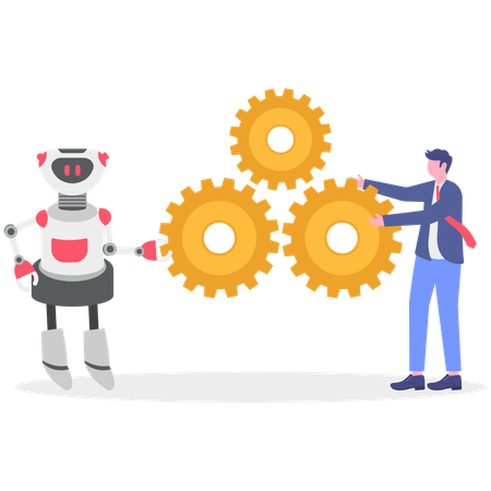 Businessman working on ai automation  Illustration