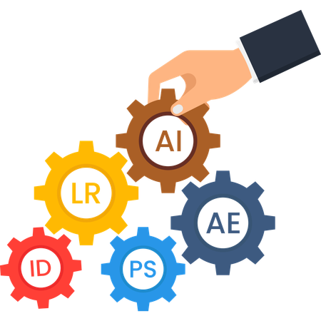 Businessman working on ai automation software  Illustration