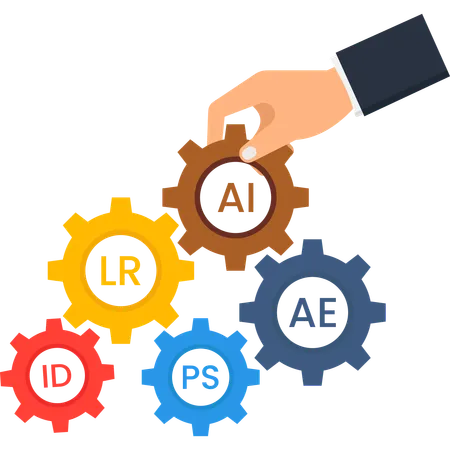 Businessman working on ai automation software  Illustration