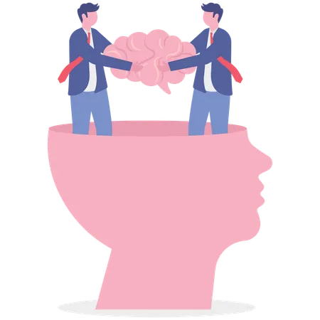 Businessman working on ai brain  Illustration