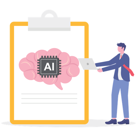 Businessman working on ai brain  Illustration