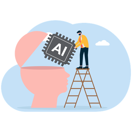 Businessman working on ai brain  Illustration