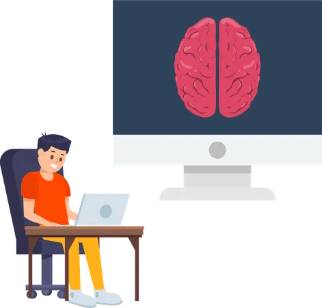Businessman working on ai brain  Illustration
