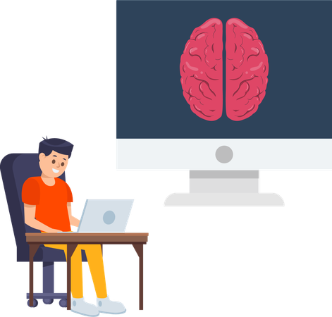 Businessman working on ai brain  Illustration