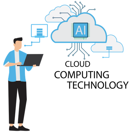 Businessman working on AI Cloud Computing Technology  Illustration