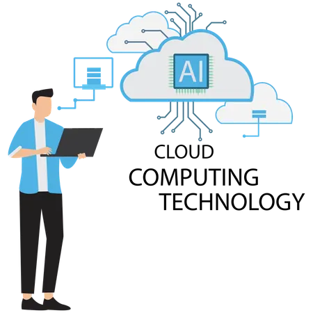 Businessman working on AI Cloud Computing Technology  Illustration