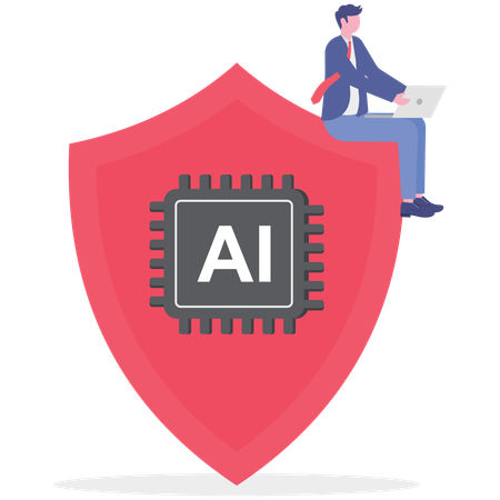 Businessman working on ai cybersecurity  Illustration