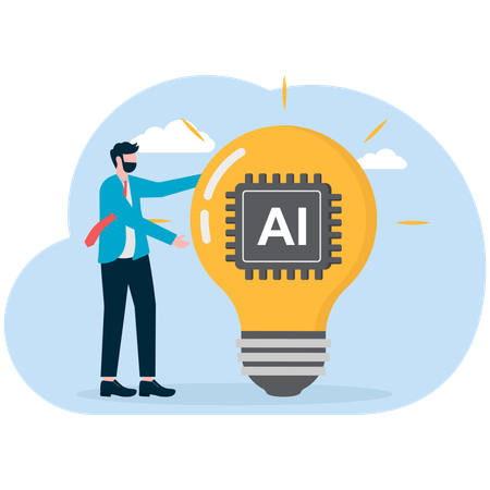 Businessman working on ai idea  Illustration