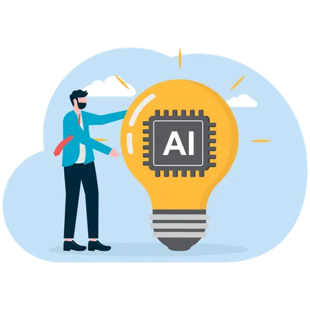 Businessman working on ai idea  Illustration