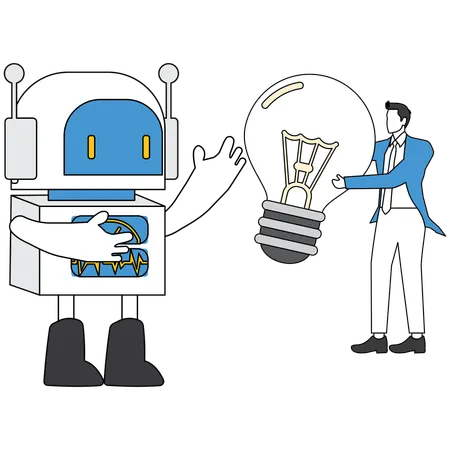 Businessman working on ai idea  Illustration