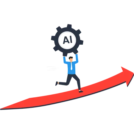 Businessman working on AI Technology Driving Business Growth  Illustration