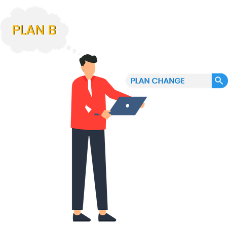 Businessman working on alternative option  Illustration