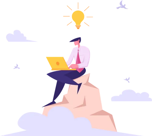 Businessman working on an idea  Illustration