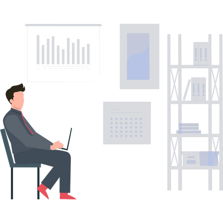 Businessman working on analysis  Illustration