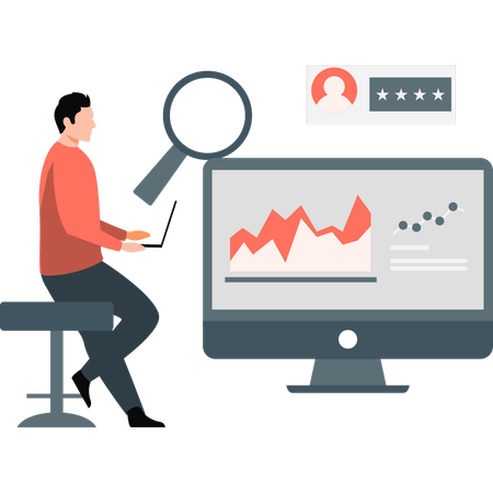 Businessman working on analytical graph  Illustration