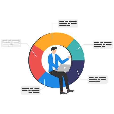 Businessman working on analytics  Illustration