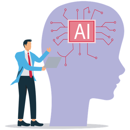 Businessman working on Artificial Intelligence Brain  Illustration