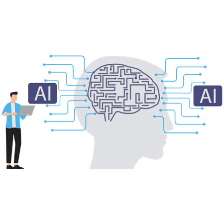 Businessman working on artificial intelligence  Illustration
