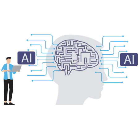 Businessman working on artificial intelligence  Illustration